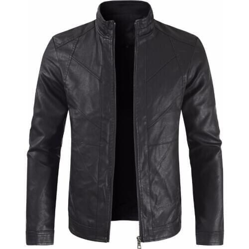 Men Fall Winter Fashion Casual Stand Collar Motorcycle Pu Leather Jacket Faux Jaqueta De Couro Masculina Leather Fur Coat 4XL