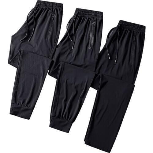 Men Sweatpant Plus Size thin Quickly Dry Loose Zipper Pocket male Running Jogging Fitness Gym Workout Casual Trouser Sportswear