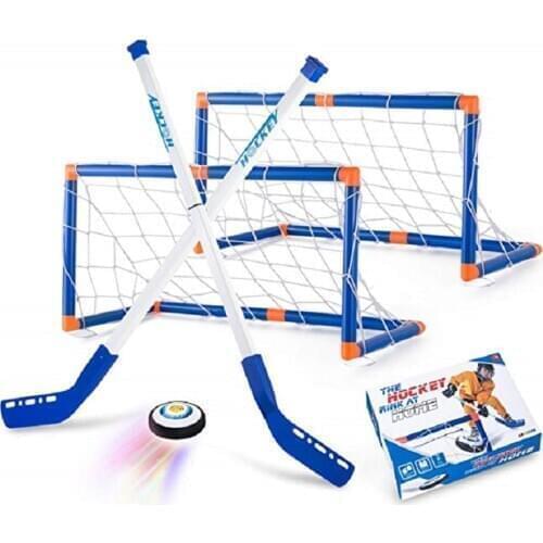 Ice Hockey Stick Set Mini Hockey Goals for Kids Air Hockey Training Toys Indoor Sports Game Floor Hockey 2 Goals with Air Balls