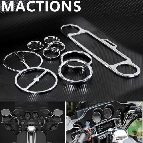 Motorcycle Stereo Accent+Speedometer+Speaker Trim Ring Set Chrome For Harley Touring Electra Street Glide 1996-2013