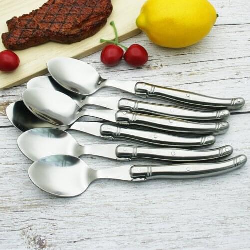 8.5'' Laguiole Dinner Spoon Stainless steel Tablespoon Silverware Hollow Long Handle Public Large Soup Rice Cutlery 4/6/10pcs