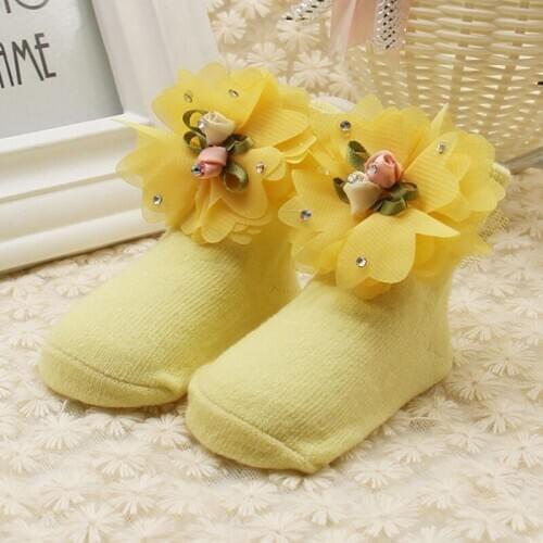 Newborn Toddler Baby Girls sock Kids Princess Lace Floral Short Socks Cotton Ruffle Trim Ankle Socks