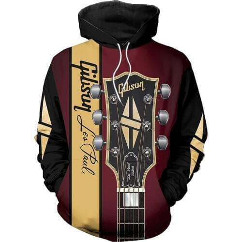 New fashion hoodie front box Gibson lespaul 3D all-printed mens and womens zipper hoodie autumn and winter street sweatshirt