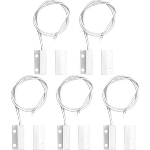 New 5 Pcs Mc-38 Wired Door Window Sensor Magnetic Switch For Home Alarm System,When Sensor Together,Normally Closed Nc