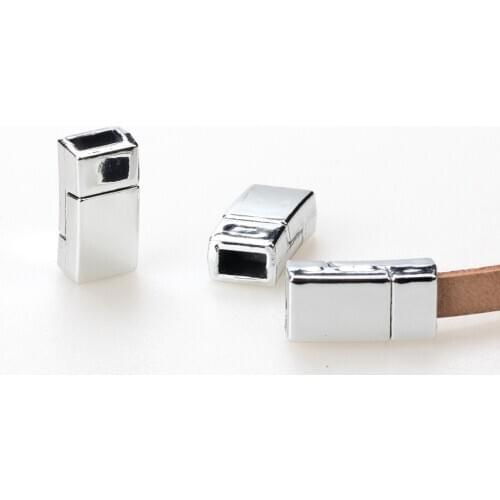 OlingArt 16*8mm 4pcs/lot Magnetic Clasp Plated Rhodium DIY 6*3MM leather cord necklace/bracelet Jewelry making