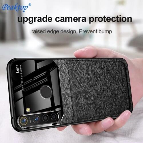 Peaktop Shockproof Case for Realme C3 X50 X50 Pro 5G Leather Lens Glass Phone Back Cover For OPPO Find X2 Pro X2 Neo A91 A31
