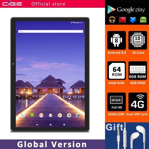CIGE N9 10 Inch 10 Core Dual 4G Network Android Phone Call Tablets 1920 x 1200 6GB RAM 64GB ROM GPS Tablet PC