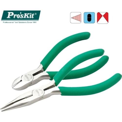 ProsKit 1PK-036S Long Nose Plier with Teeth Needle Non-slip Sharp Nose Pliers 1PK-037S Diagonal Cutting Pliers Free Shipping