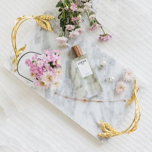 Golden Hand Rest Marble Texture Tray Cosmetic Container Desktop Jewelry Organizer Trays Home Decoration Modern Ornaments