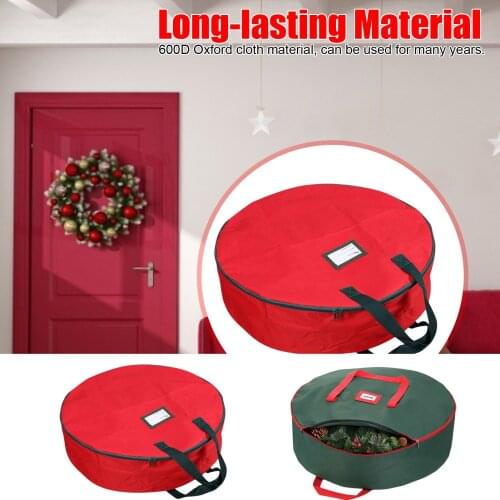 Christmas Wreath Storage Bag With Handle Cover Fpldable Tear Resistant Xmas Decor Accessories Organizer Home Storage Bag Classy