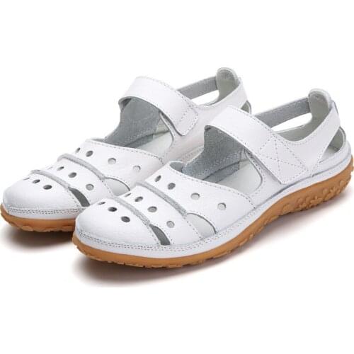 Women Shoes Beach Sandals Retro Gladiator Shoes Woman Fretwork Plus Size High Quality Leather Summer Sandals Ladies Casual Flats