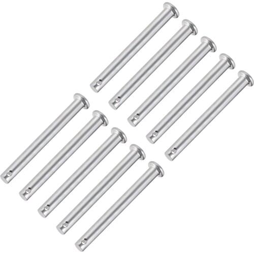 Single Hole Clevis Pins,6mm x 60mm Flat Head Zinc-Plating Steel 10 Pcs