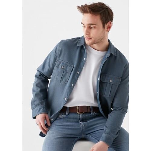 Blue Brown Leather Belt