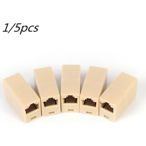 1/5pcs Network Ethernet Dual Straight Head Lan Cable Joiner Coupler RJ45 CAT 5 5E 6 6a Extender Plug Network Cable Connector