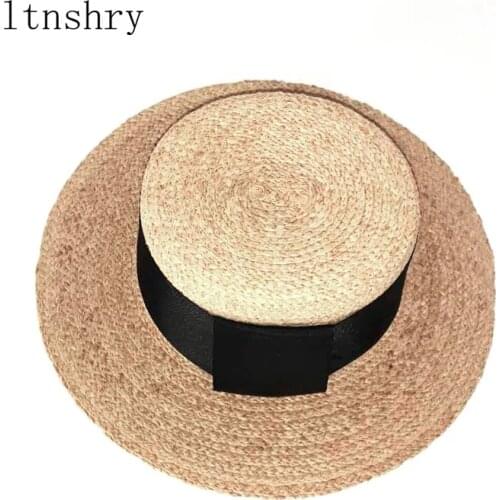 Handmade straw Raffia Ribbon sun hat Harajuku summer ladies beach Panama wide hat girl hat sun hat high quality chapeau Feminino