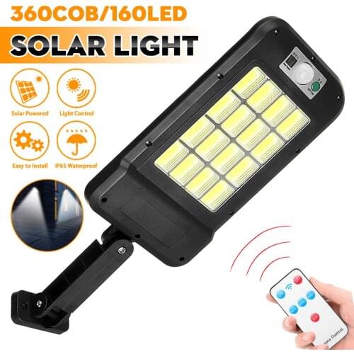 2PCS Solar Light 360COB/160LED Outdoor Solar Waterproof Street Light Garden Infrared Sensor Motion Sensor Smart Remote Light