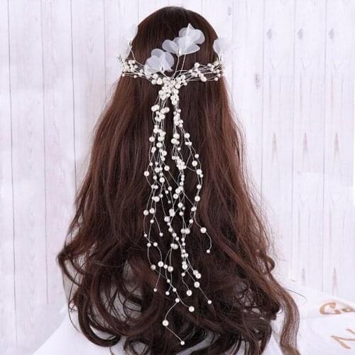 Gorgeous Silver Crystal Long Bridal Headband Handmade Silk Floral Headpiece Head Piece Wedding Hair Accessories LXH
