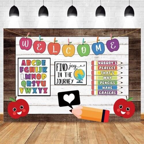 Children Baby Back To School Backdrop Wood Blackboard Pencil Vinyl Graduation Photography Background For Photo Studio Photocall
