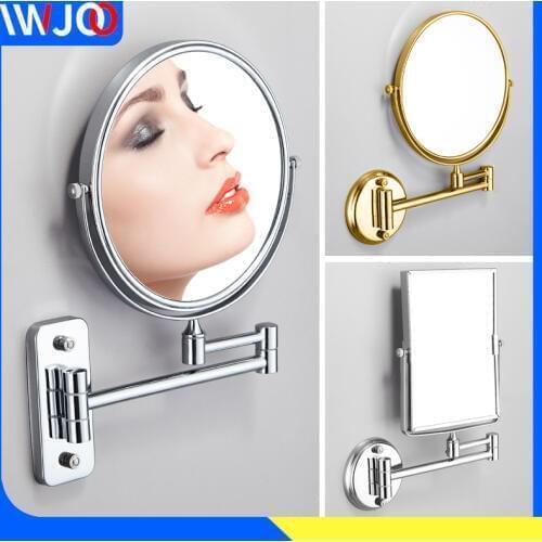 Bathroom Mirror Black Stainless Steel Make Up Mirror Magnifying Adjustable Dual Arm Extend 2-Face Cosmetic Mirror Wall Mounted