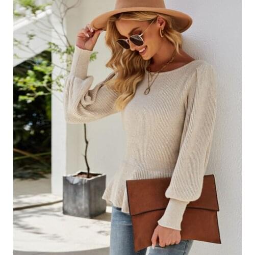 Sweater Cвитер женский Woman Spring & Autumn Pull Femme O-Neck Lantern Sleeve Blusa De Frio Feminina Sueters De Mujer Pullovers
