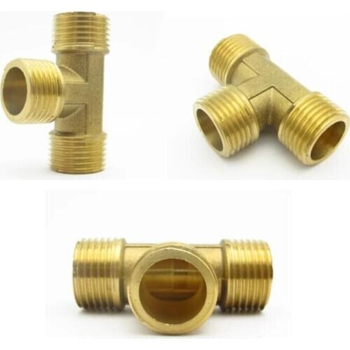 1/8" 1/4" 3/8" 1/2" BSP Male Thread Brass 3 Way Pipe Fitting Tee Type Adapter Coupler Connector