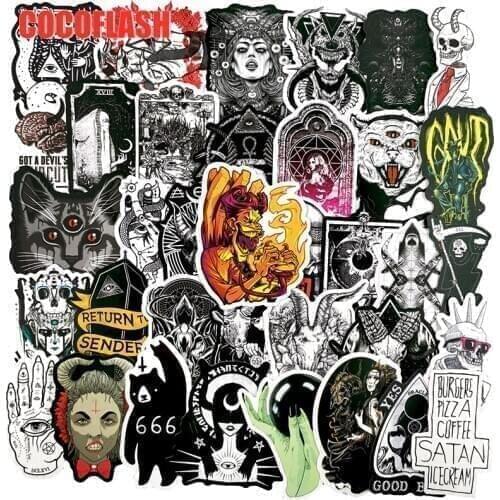 10/50Pcs/set Demon Gothic Series Black White Terror Stickers For Phone Skateboard Scrapbook Bicycle Motorcycle Laptop Luggage