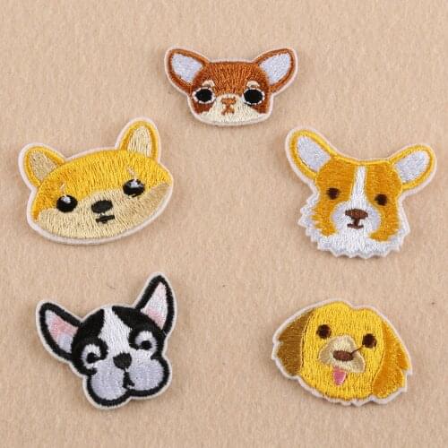 100pcs/lot Embroidery Patches Kids Clothing Decoration Accessories Cute Animals Dog Puppy Diy Iron Heat Transfer Applique