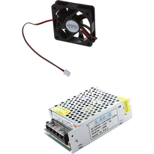 1x 12V 5A Switching Power Supply for LED Strip Light & 1x DC 12V 2Pins Cooling Fan 60mm x 15mm for PC Computer