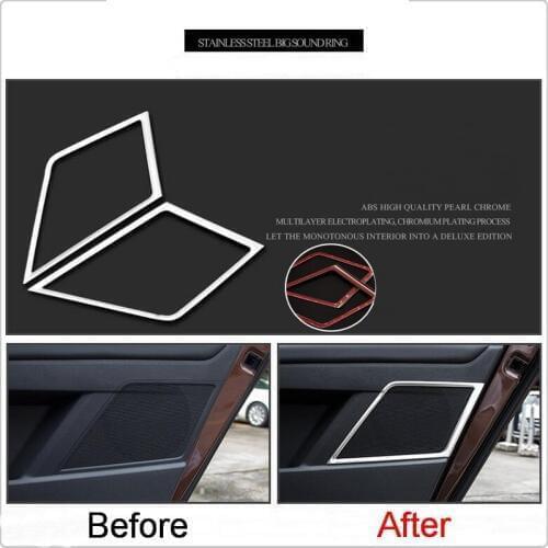 2 PCS Car styling DIY Stainless steel rear door big speaker Stricker Cover Case For Volkswagen vw New Touran L 2016 Accessories