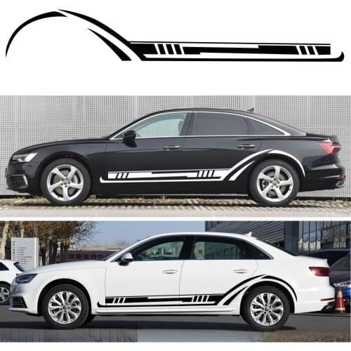 2PCS Car Side Stripes Side Stripe Skirts Graphics Vinyl Sticker Decals Racing Sport Car Stickers Auto Body DIY Car Accessories