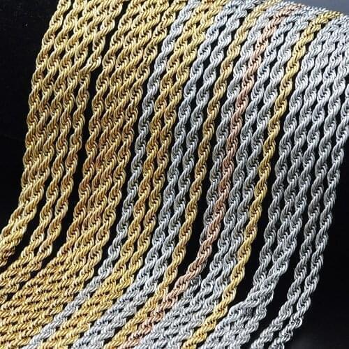 2021 Hip Hop 3mm Basic Necklace Chain 100% Stainless Steel Rope Necklace Chains Mens Rapper Jewelry Pendant Necklaces Wholesale