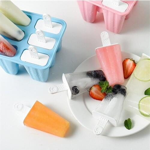 4/6 Cavity Ice Cream Mold Popsicle Silicone Molds Diy Homemade Fruit Juice Purees Yogurt Pudding Dessert Ice Lolly Tray Mould