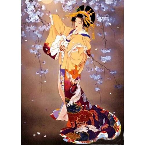 Diamond Painting "Japanese Woman" Full Square/Round Drill Wall Decor Inlaid Resin Rhinestone Embroidery Craft Cross Stitch