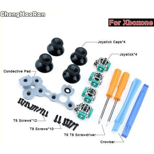 ChengHaoRan 3D Analog Joystick Thumbsticks Grip Cap+Opening Tools T8 T6 Screw driver Conductive Pad for Microsoft XBOX ONE