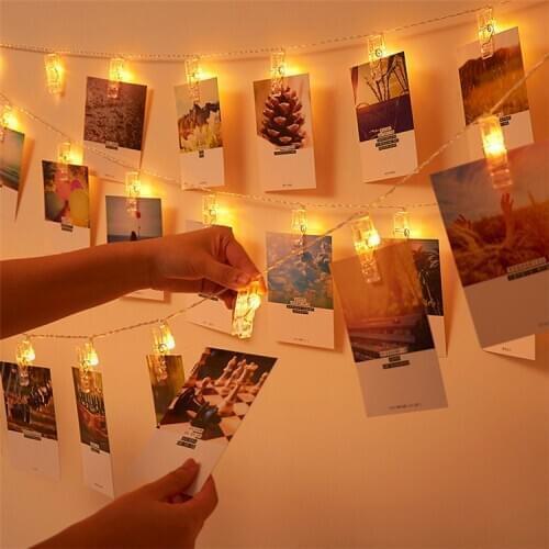 17Ft Photo Clip String Lights Photo Holder Clips For Hanging Pictures Home Decor Lights Bedroom Wall Decor Wedding Decorations
