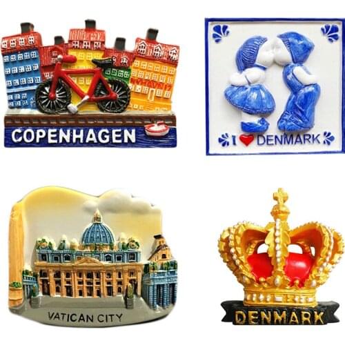 Travel Fridge Magnet 3D Resin Refrigerator Magnetic Stickers Craft Fridge Home Decoration Denmark Vatican Tourist Souvenirs Gift