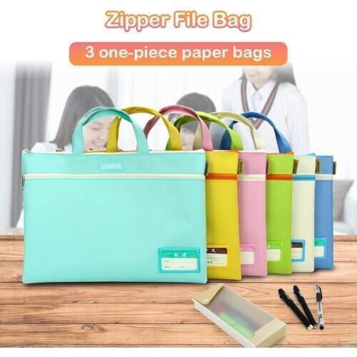 Dual Layer Oxford Cloth A4 Document File Folder Holder Zipper Bag with Handle 2 Layers Waterproof Durable Document Bag For Daily