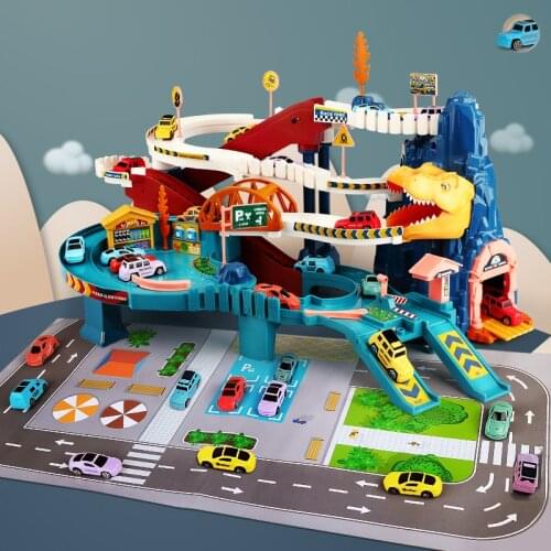 Electric Rail Car Dinosaur Curved Road Track Rail Car Puzzle Toys Adventure Winding Road Drive Kids Boys Children Birthday Gifts