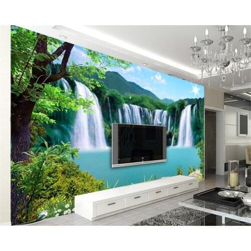 Custom wallpaper photo nature waterfall tree landscape mural home decoration living room bedroom background walls 3d wallpaper