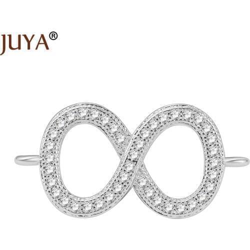 Jewelry findings components cubic zirconia rhinestone infinity charm connectors for diy fashion Jewellery accessories parts