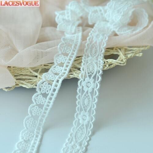 40yards 1.8cm Exquisite Mesh cotton embroidered Lace ribbon Patchwork Handmade Garment needlework sewing accessories 278