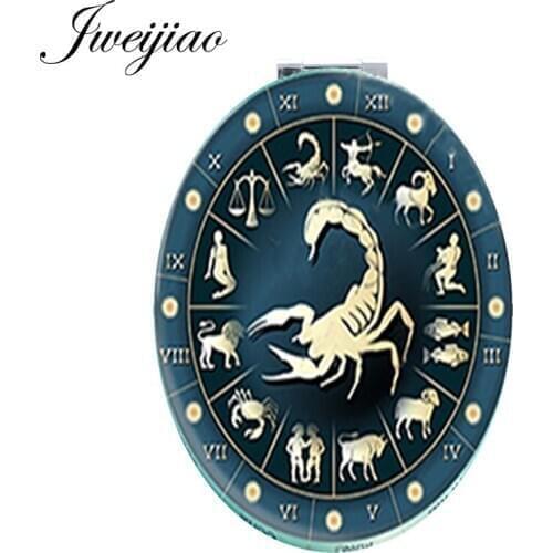 JWEIJIAO Cancer Leo Virgo and so on 12 Horoscope Oval makeup mirrors Double Sides espejos for practise divination D1169