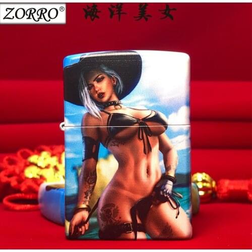 Zorro Genuine Exotic Style Limited Edition Of The Beauty Of The Ocean Pure Copper Painted Kerosene Lighter