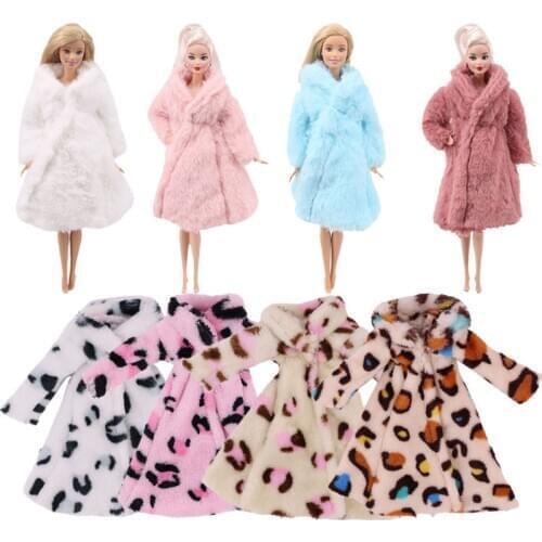 Doll Clothes For Barbies Sweater Long Sleeve Soft Fur Coat Winter Warm Casul Wear Accessories Clothes For Barbies Girl`s Toy DIY