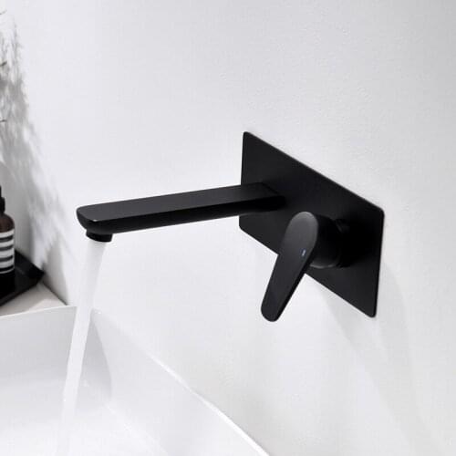 Matte Black chrome Brass Bathroom Sink Faucet Concealed Basin Tap Hot Cold Wash Basin Water Wall Mounted Bath Mixer