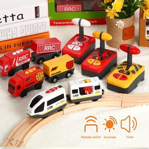 Mini rc car Remote Control RC Electric Small Train Toys Set small trains toy Connected with Wooden Railway Track Interesting toy