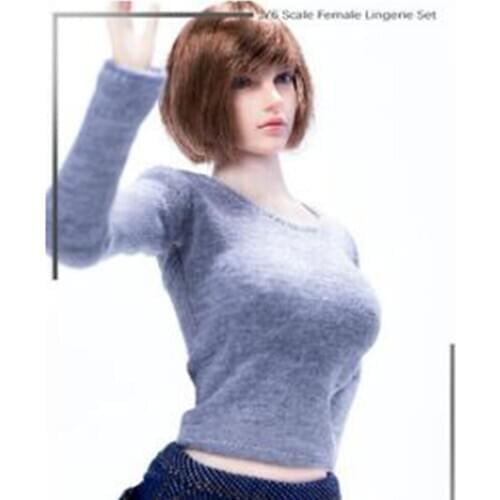MM01 1/ 6 Scale Feamle Round Neck Long Sleeve Undershirt For 12 Inch Female Action Figure Dolls