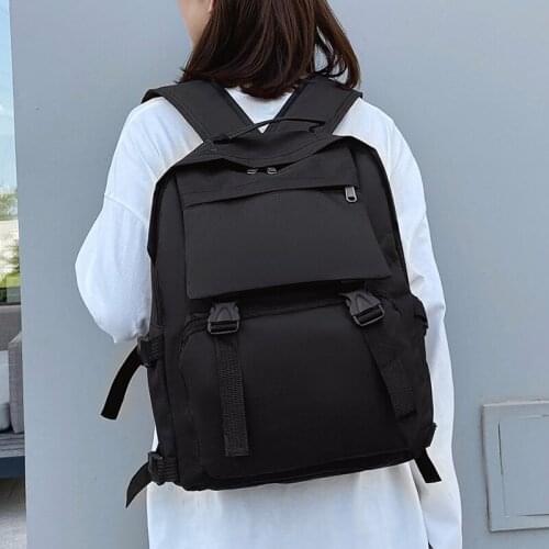 Fashion women backpack Nylon solid color school bag for teenage girls Large-capacity waterproof trendy student laptop backpacks