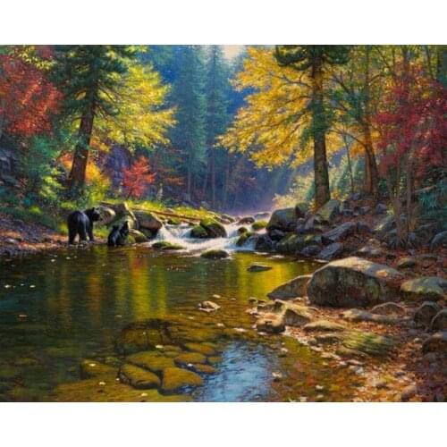 Full square wall stickers Cuadros haft diamentowy diamond painting 5D kit set Cross stitch landscape animal Mosaic Black bear