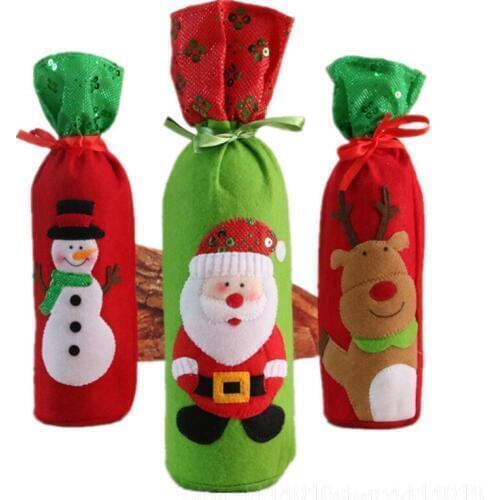 Non-woven Christmas Red Wine Set Santa Elk Snowman Wine Bag Family Party Dinner Decoration Christmas Products 55